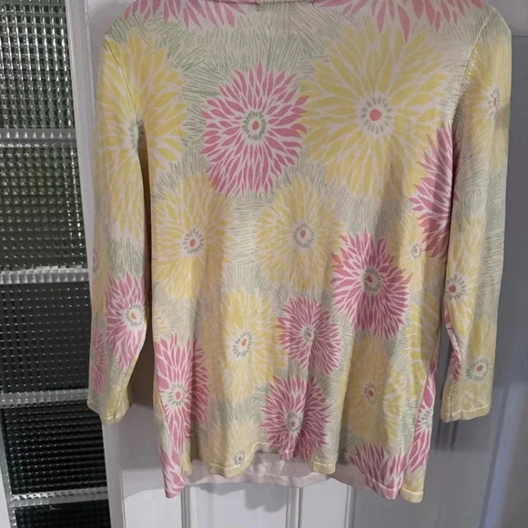 Sweaterworks Women’s Floral Beaded Silk Sweater Multi Color Sz Medium - Picture 4 of 11
